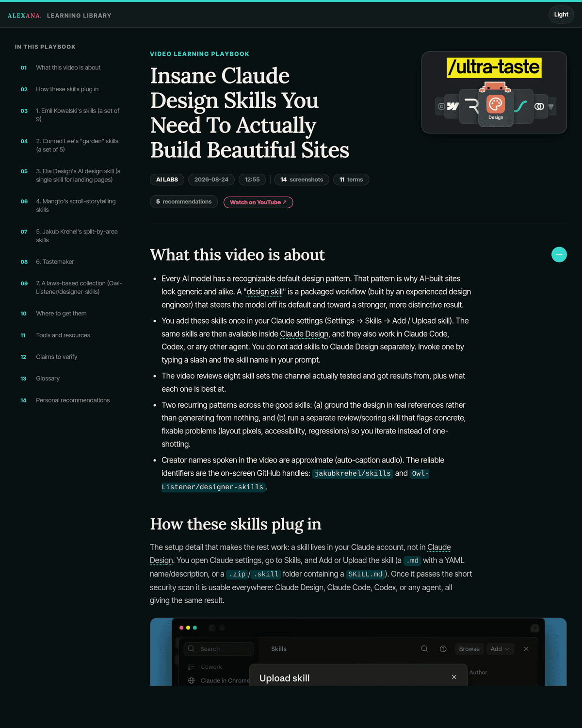 Building beautiful sites with Claude's design skills, a lesson built by Essence